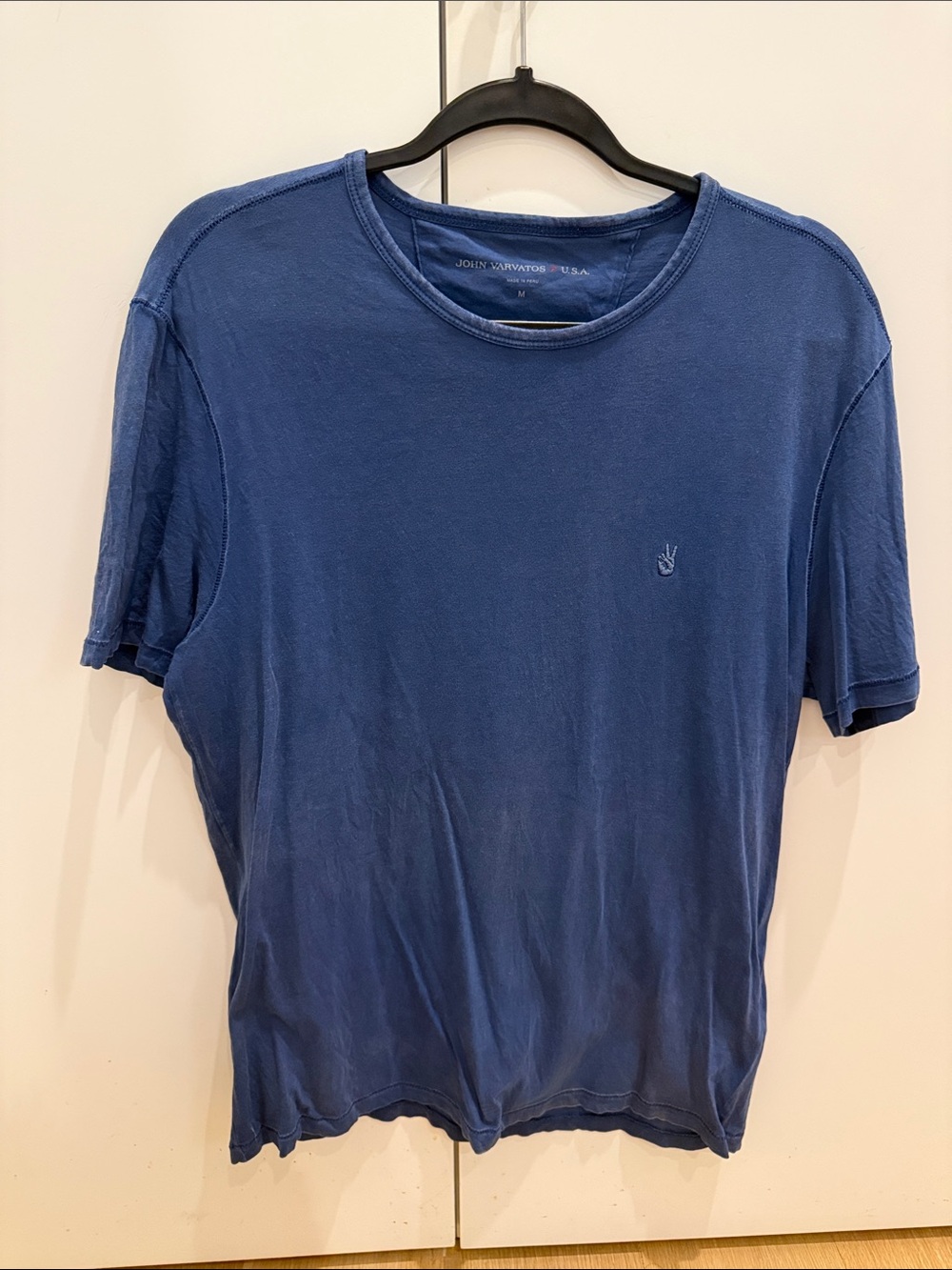 John Varvatos Blue Short-Sleeve Crewneck Tee with Subtle Logo